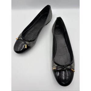 Tory Burch Verbena Snake Tribal Cap-toe Ballet Flat Grey Size 9.5